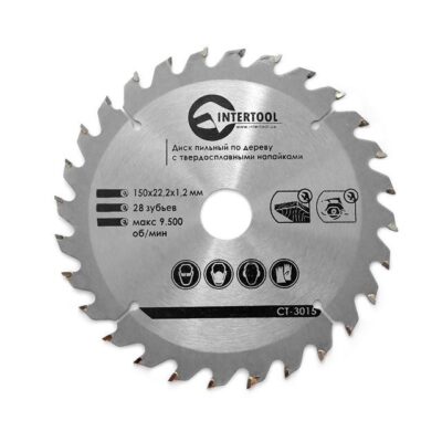 Диск відрізний по дереву  INTERTOOL 150*22,2*1,5 28 зубів (CT-3015)