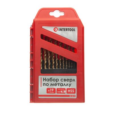 Набір свердл по металу HSS INTERTOOL 19шт (SD-0019)