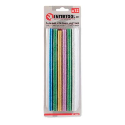 Клеєві стрижні (стержні) INTERTOOL 11.2х200 мм, 12шт перламутрові (RT-1035)